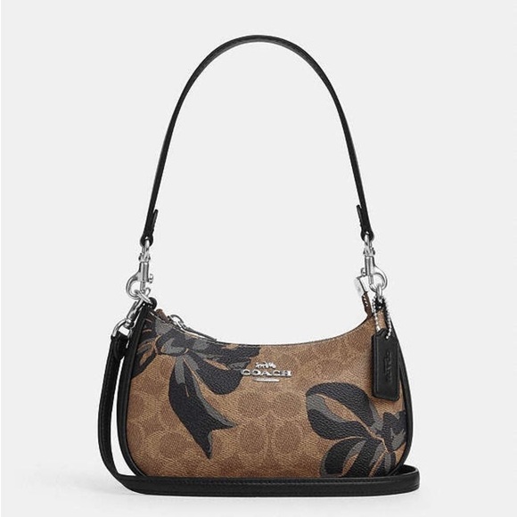 New COACH Teri Mini Crossbody Bag In Signature Canvas With Bow Print - Picture 1 of 10